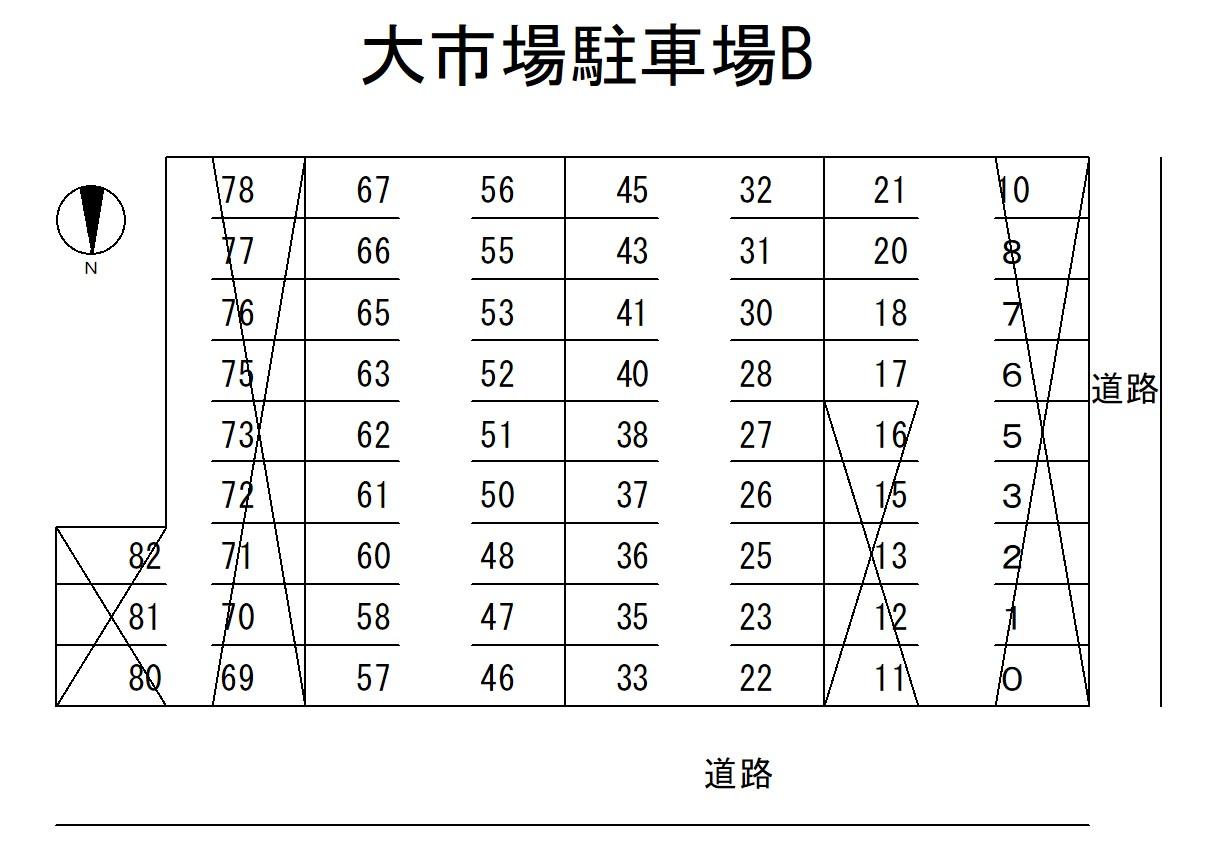 大市場駐車場Bの駐車配置図