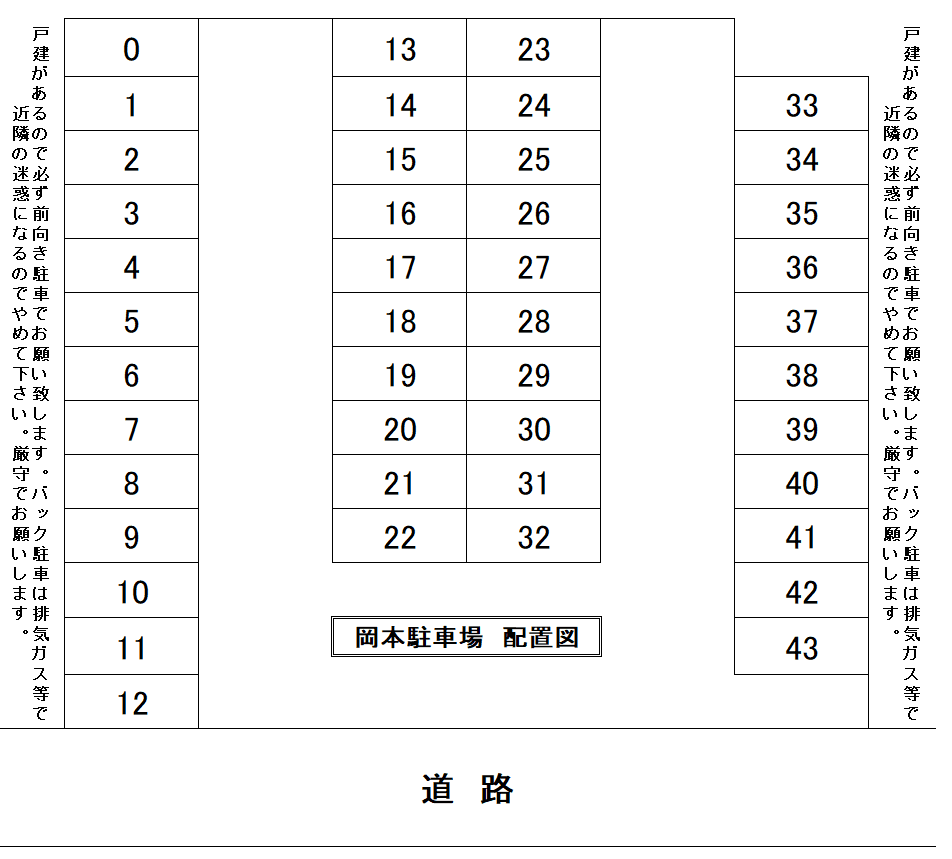 岡本駐車場の駐車配置図