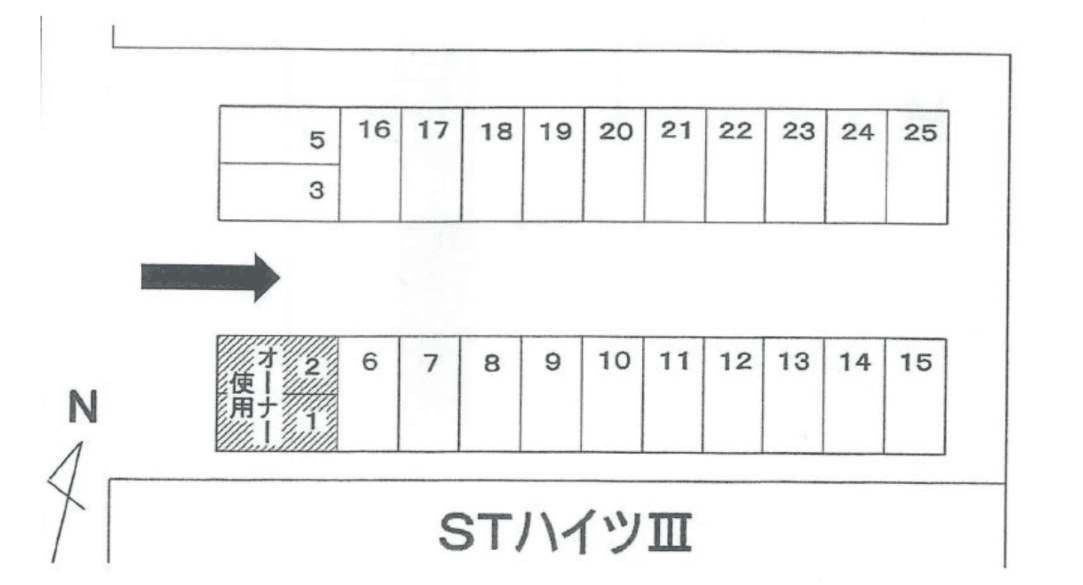 STﾊｲﾂⅢ　敷地内駐車場の駐車配置図