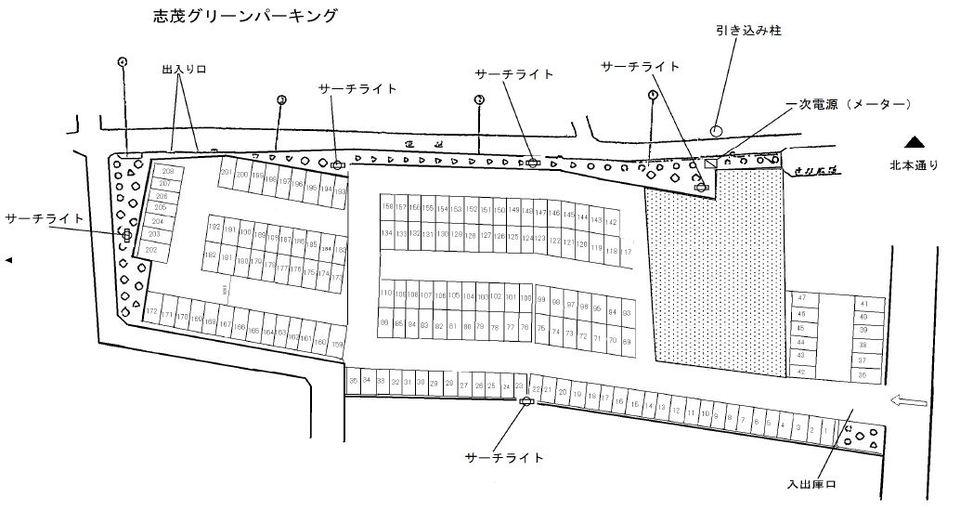 志茂グリーンパーキングの駐車配置図