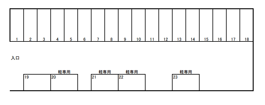 林（八反畑町）ガレージの駐車配置図
