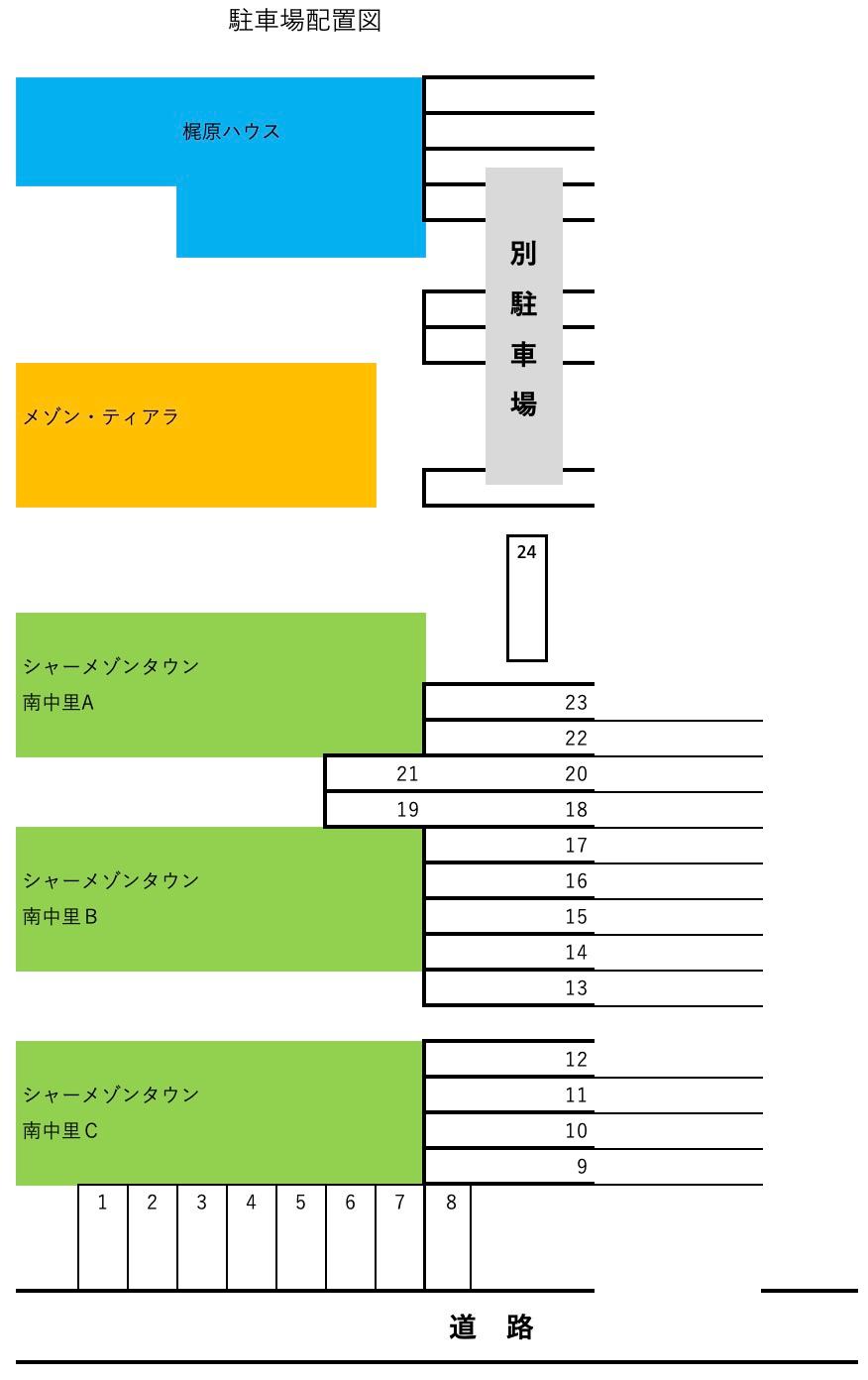 シャーメゾンタウン南中里ABCの駐車配置図