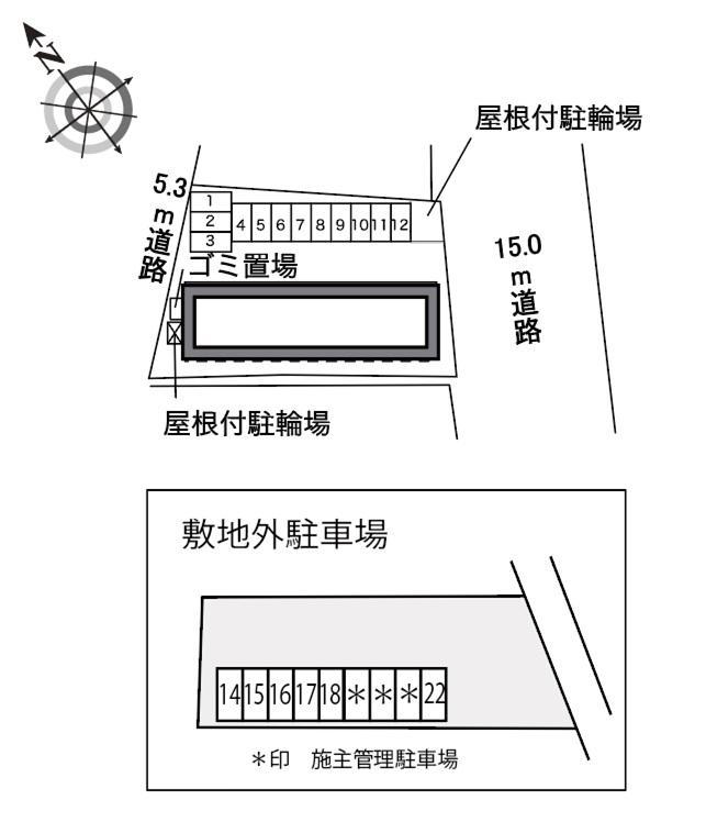 ハッピー(41313)　敷地外駐車場の駐車配置図