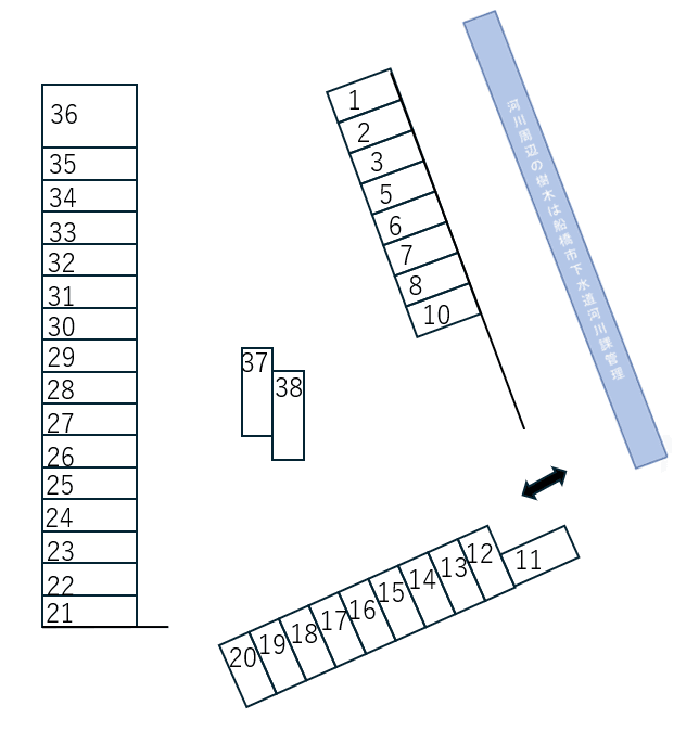 仲村田喜野井　駐車場の駐車配置図