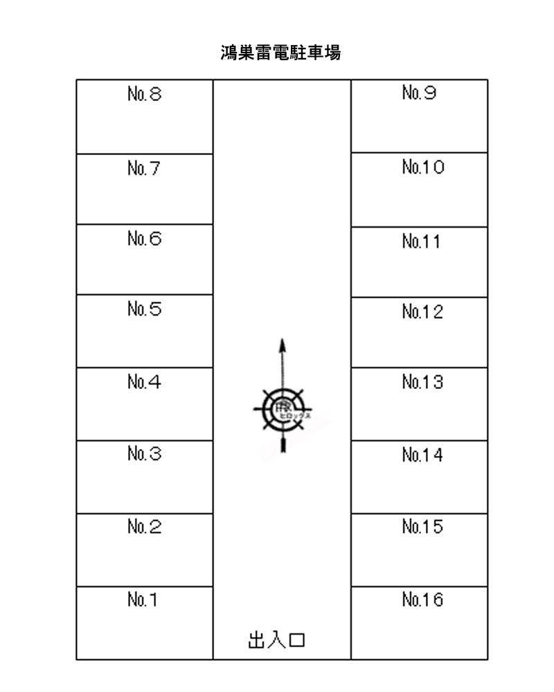 鴻巣雷電駐車場の駐車配置図