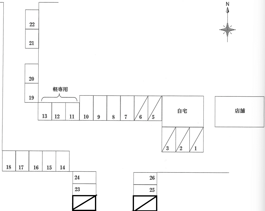 元町　ひまわり駐車場の駐車配置図