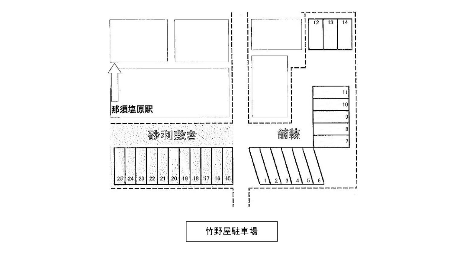 竹野屋駐車場の駐車配置図