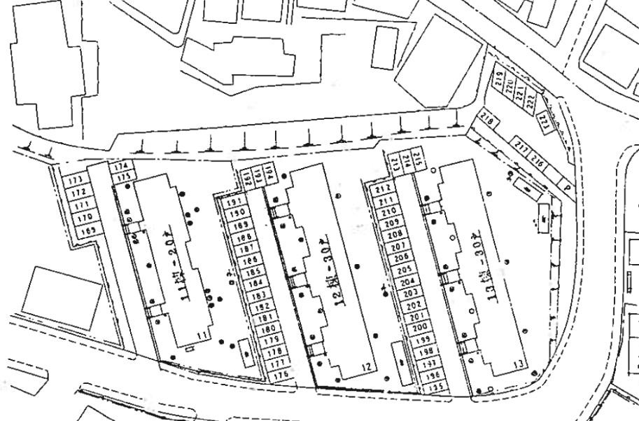 観音山団地駐車場の駐車配置図
