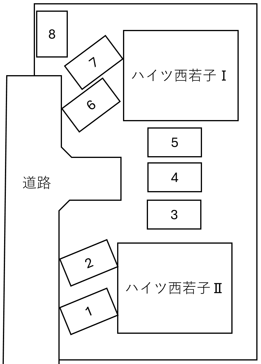 ハイツ西若子Ⅰ・Ⅱの駐車配置図
