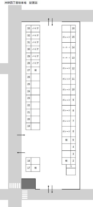 沖野四丁目駐車場の駐車配置図