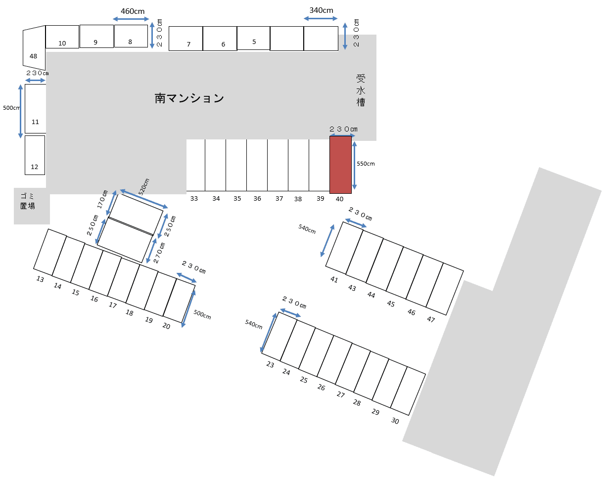 南マンションの駐車配置図