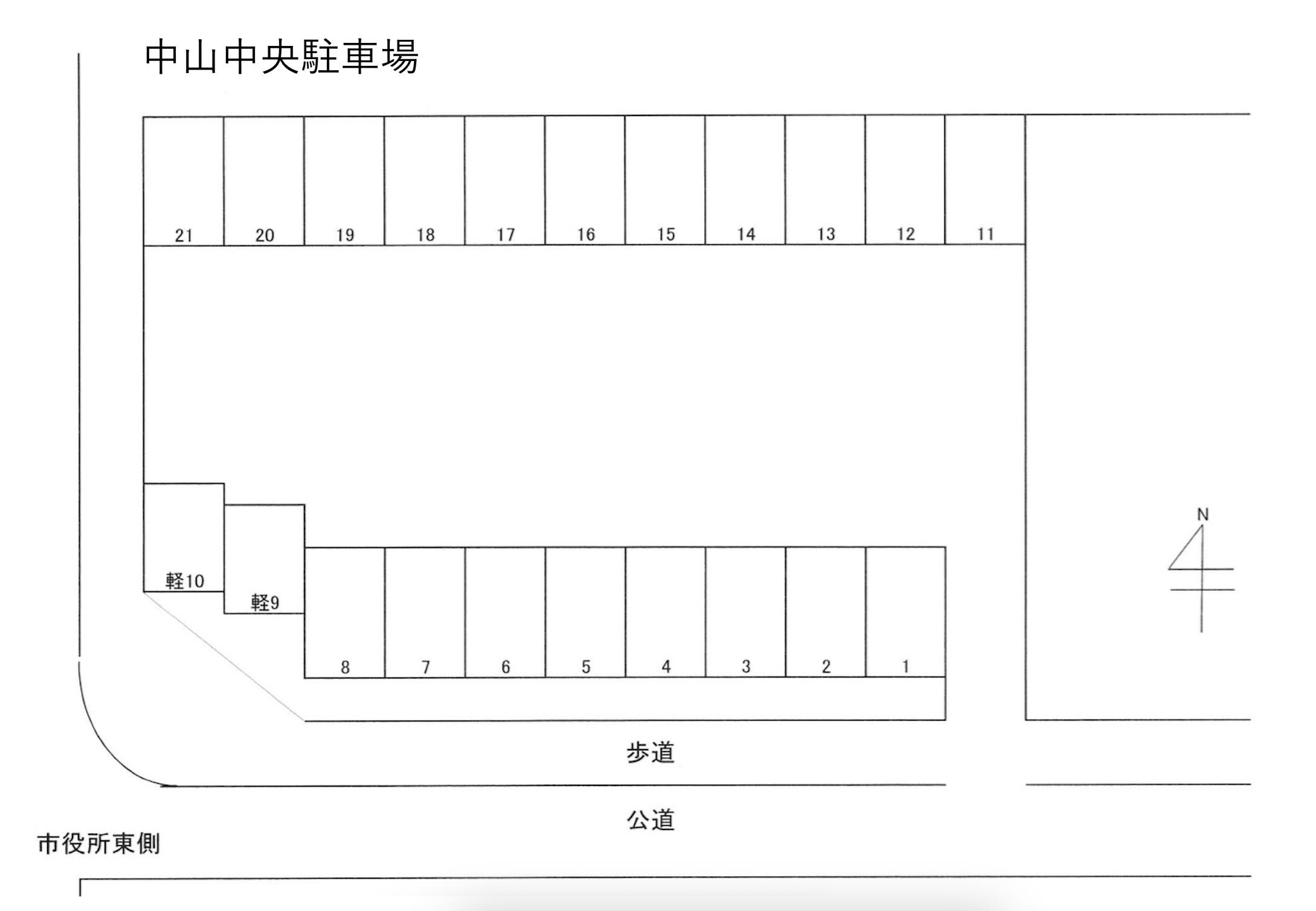 中山中央2駐車場の駐車配置図