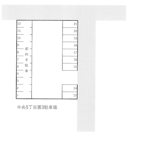 中央5丁目第3駐車場の駐車配置図