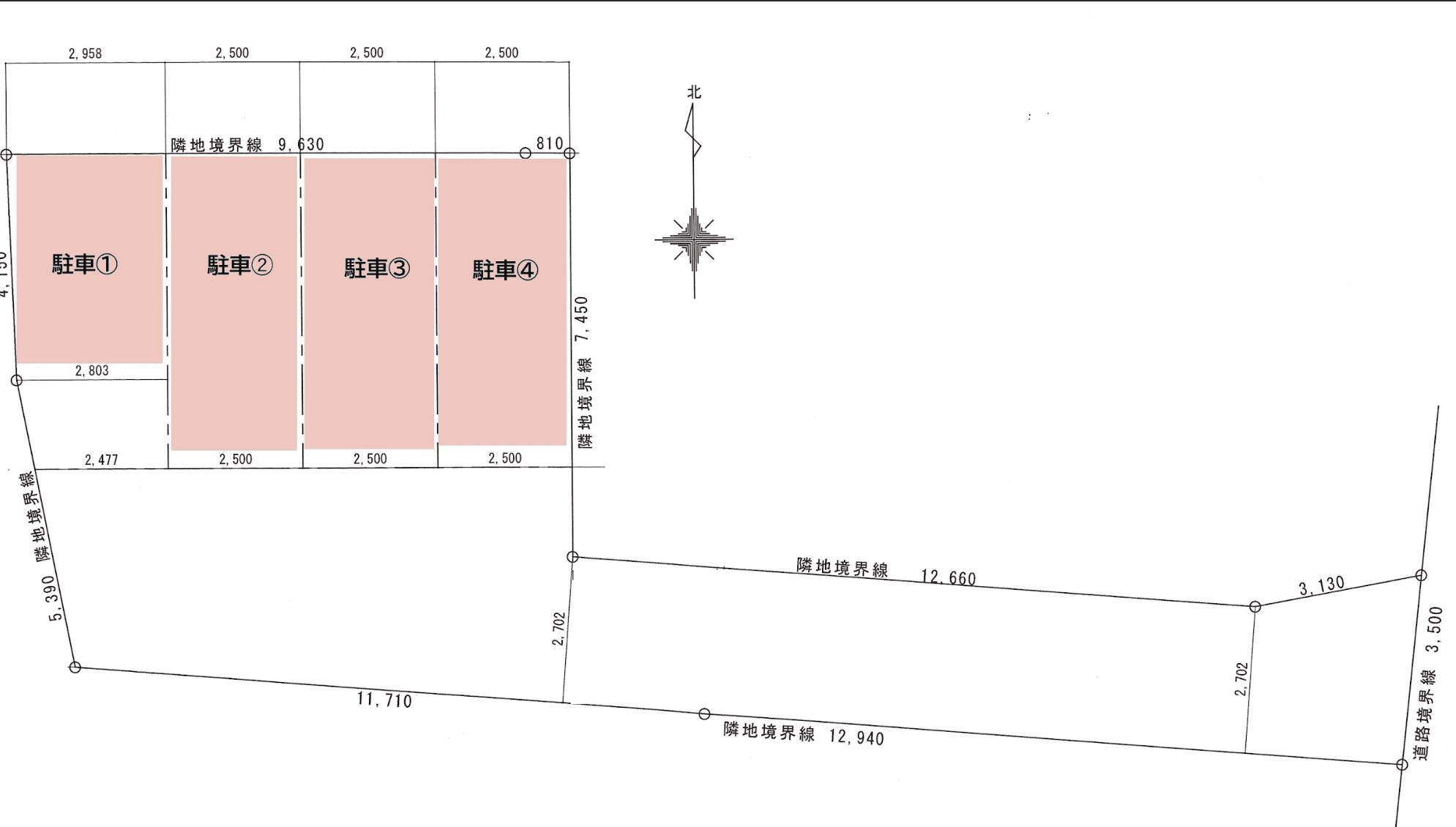 中島252駐車場の駐車配置図