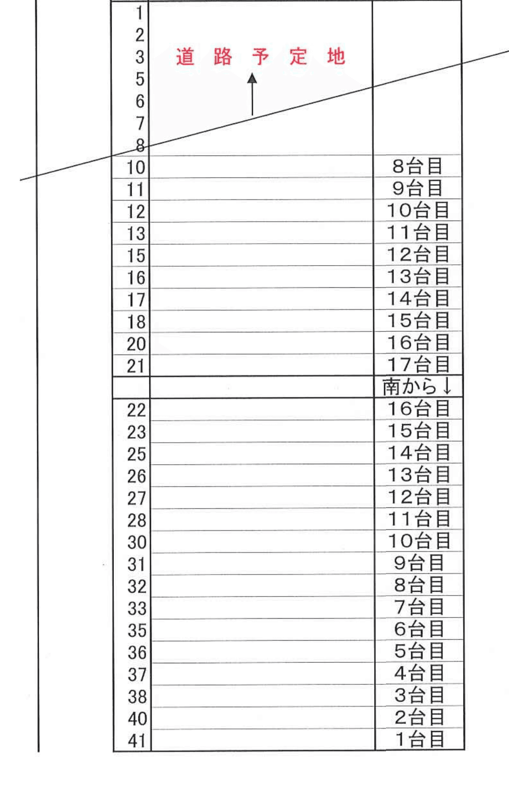 十日市中町駐車場の駐車配置図