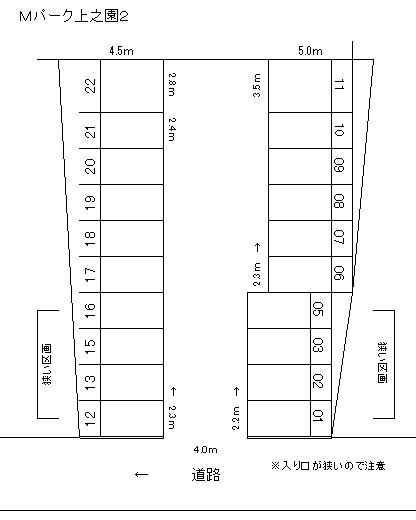 Ｍパーク上之園２の駐車配置図