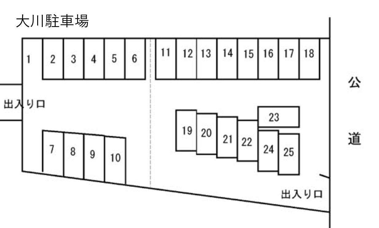 大川駐車場の駐車配置図