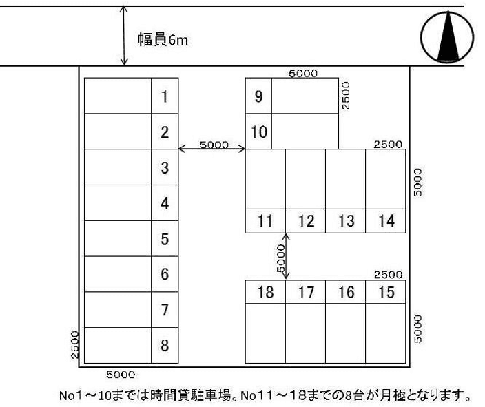 ライトラバー工業モータープールの駐車配置図