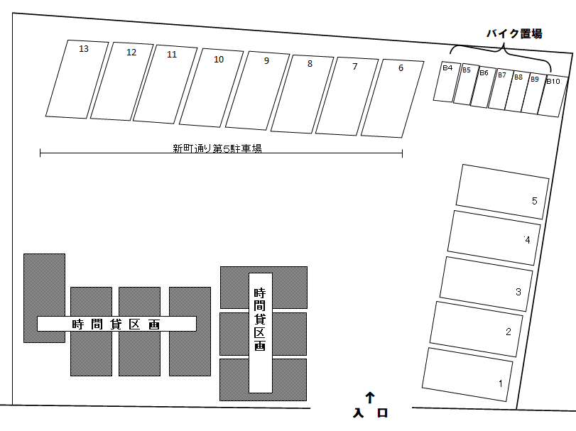 新町通り駐車場の駐車配置図
