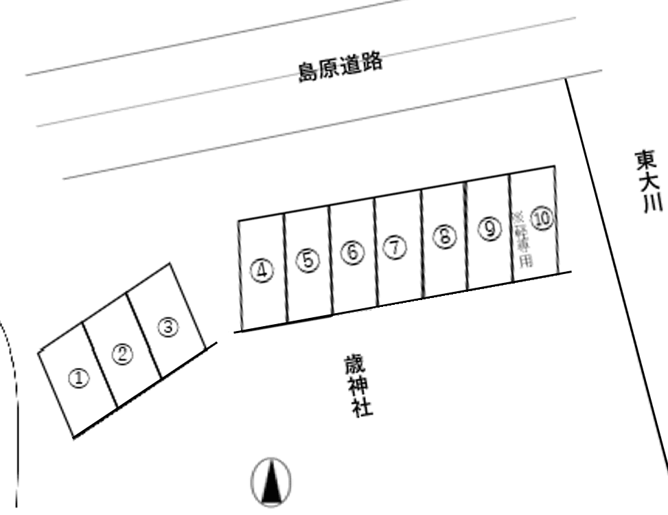 貝津共有林組合月極駐車場の駐車配置図