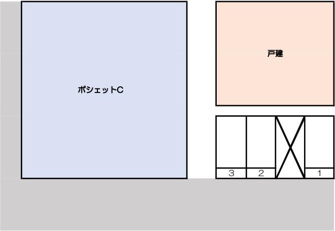 ポシェットC　駐車場の駐車配置図