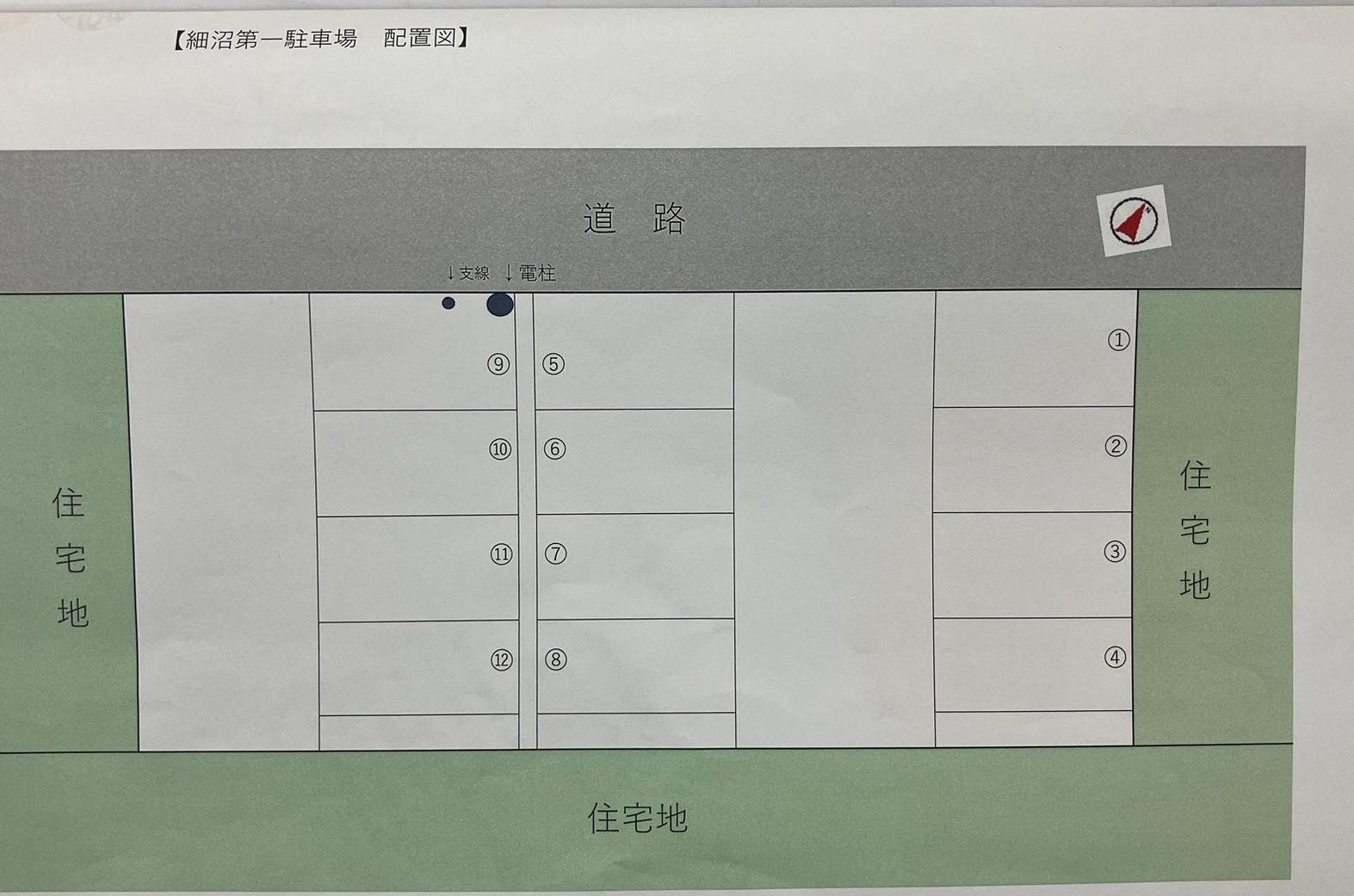 原市・細沼第一駐車場の駐車配置図