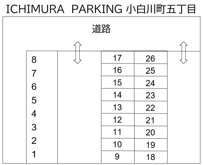 ICHIMURA　PARKING 小白川町五丁目 No.27の駐車配置図