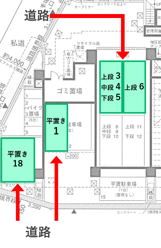 東尾久４丁目駐車場の駐車配置図