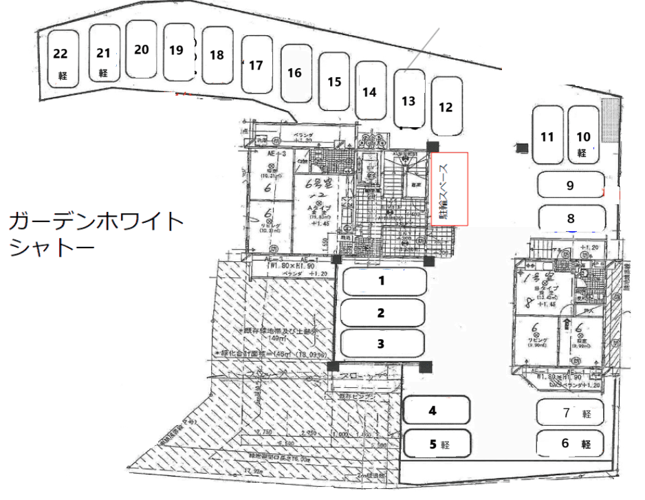 ガーデンホワイトシャトーの駐車配置図