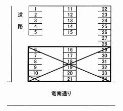 竜南一丁目駐車場の駐車配置図