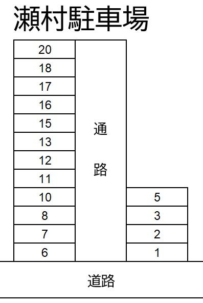 瀬村駐車場の駐車配置図