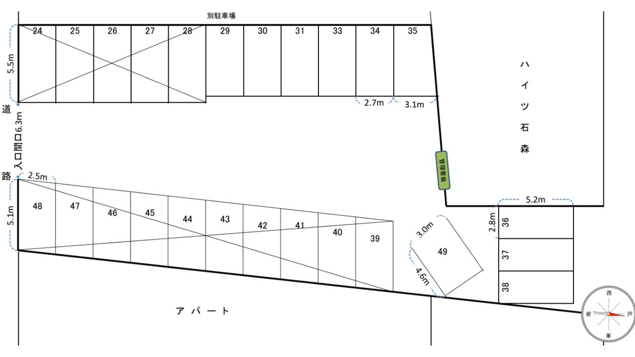 石森４駐車場の駐車配置図