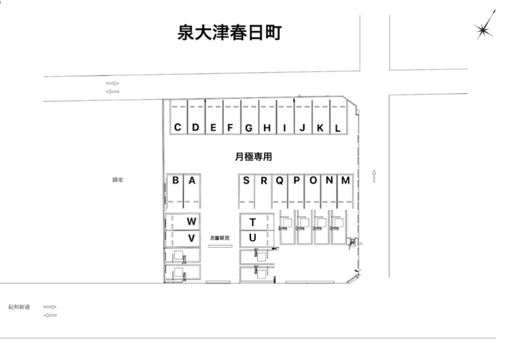 泉大津春日町の駐車配置図