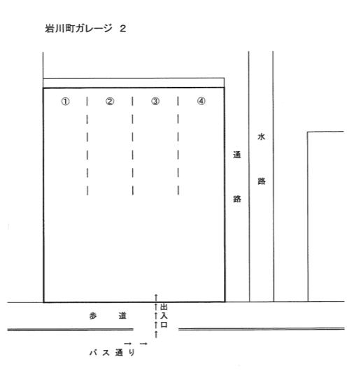 岩川町ガレージ2の駐車配置図