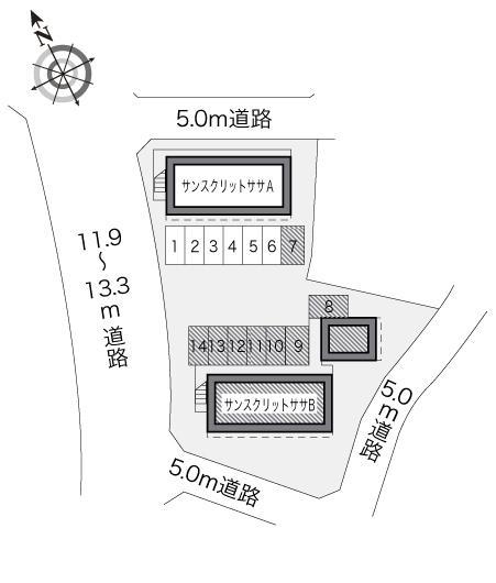 サンスクリットササＢ(18973)の駐車配置図
