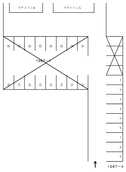  南浅田一丁目1287-4の駐車配置図