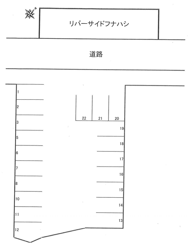 リバーサイドフナハシ駐車場の駐車配置図