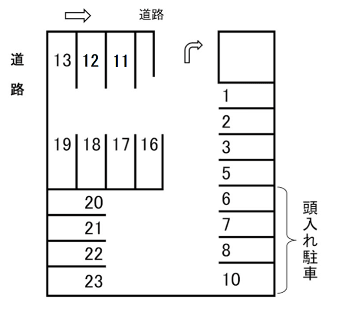 大橋パーキングの駐車配置図