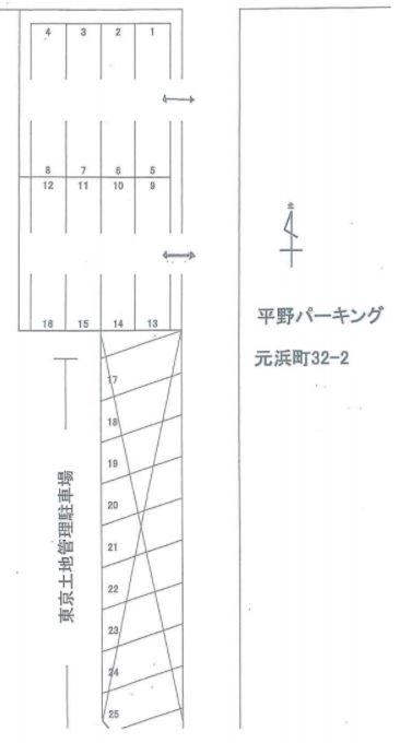元浜町平野パーキングの駐車配置図