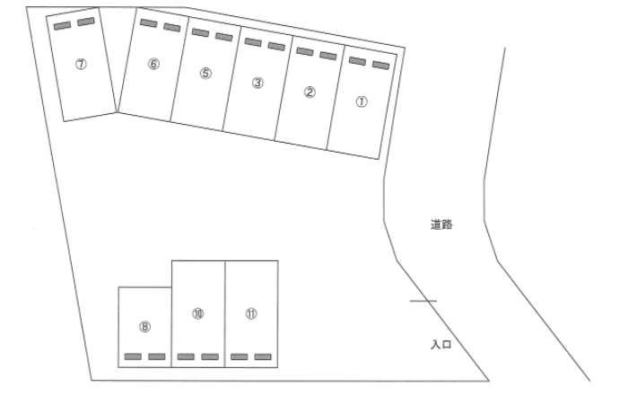 鳥羽ガレージの駐車配置図