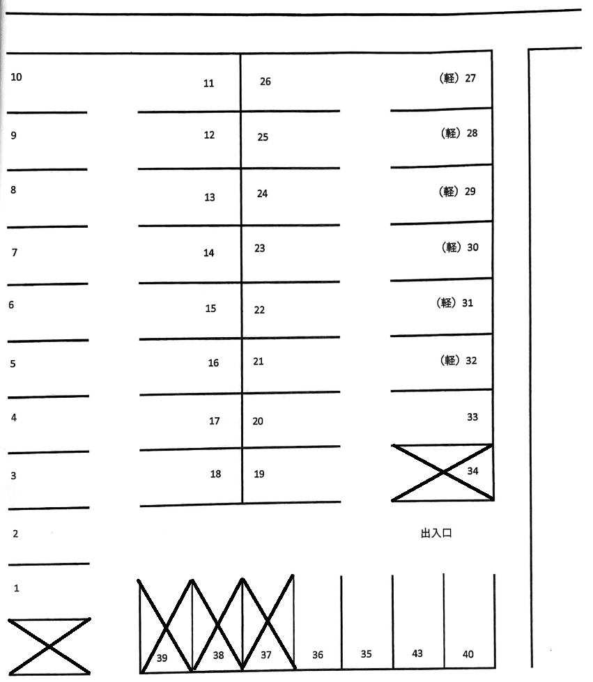 當山駐車場の駐車配置図