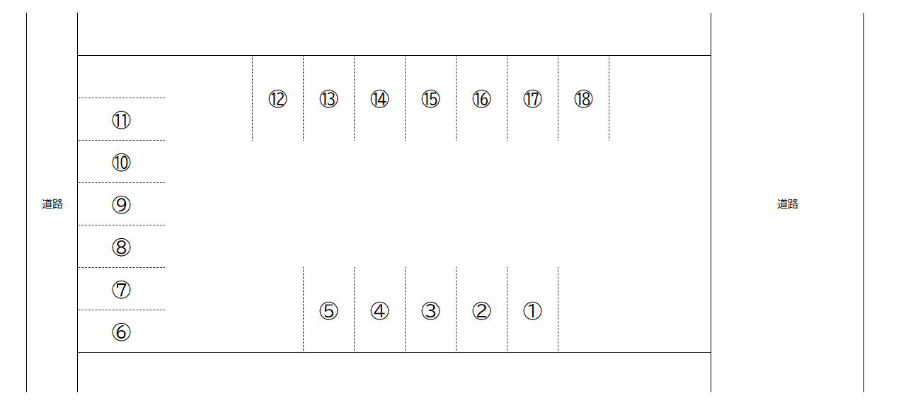 湖西市鷲津1061-1駐車場の駐車配置図