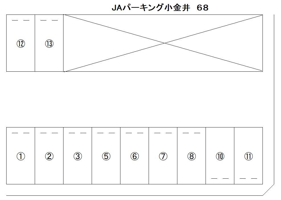 JAパーキング小金井68の駐車配置図
