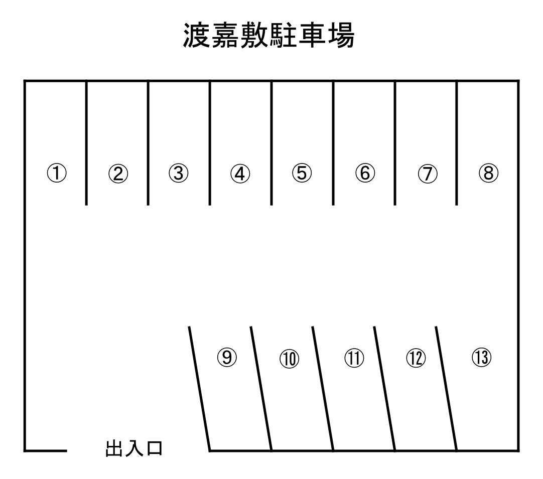渡嘉敷駐車場の駐車配置図