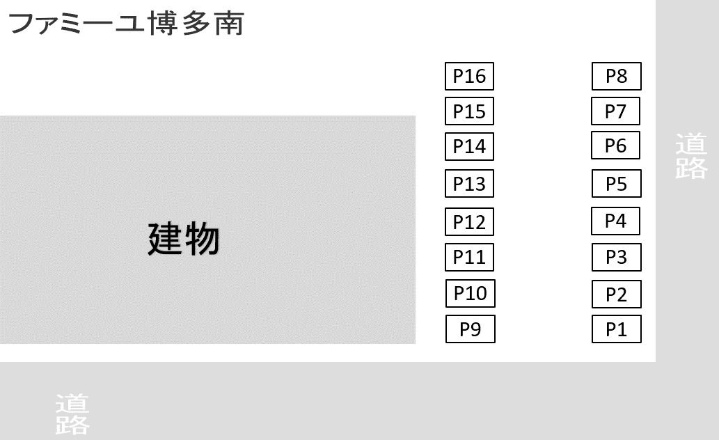 ﾌｧﾐｰﾕ博多南の駐車配置図