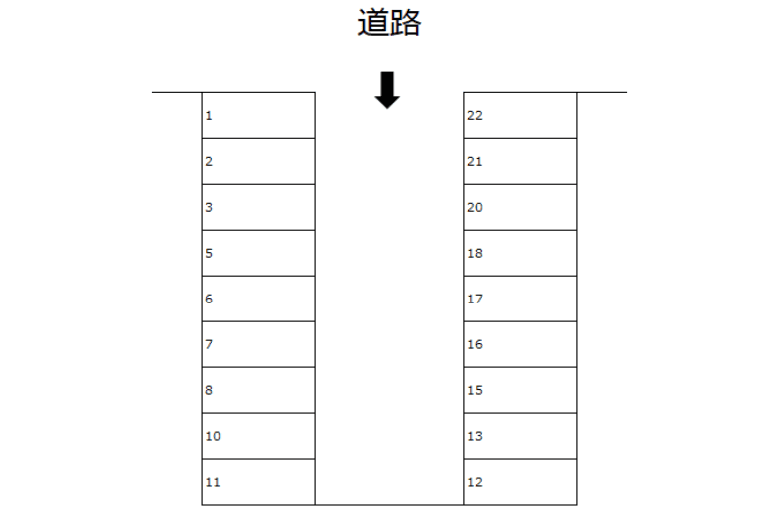 中水道パーキングの駐車配置図