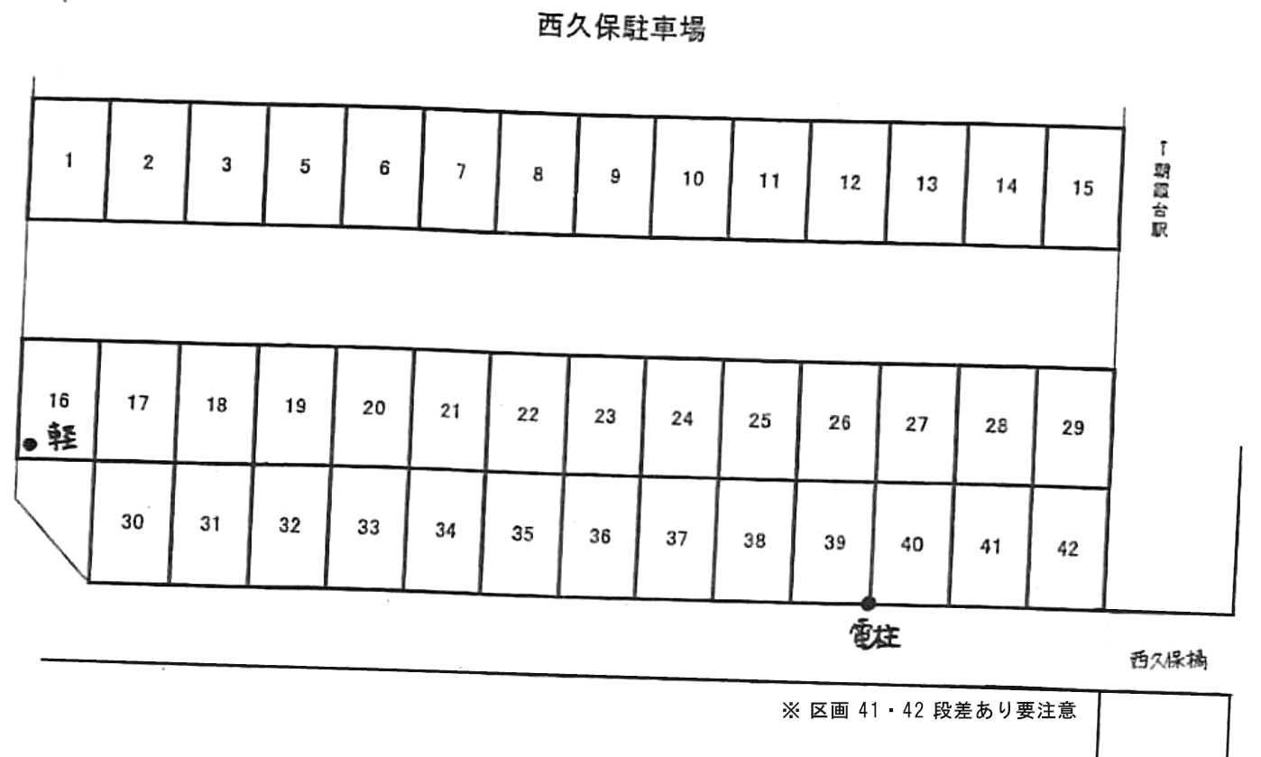 西久保駐車場の駐車配置図
