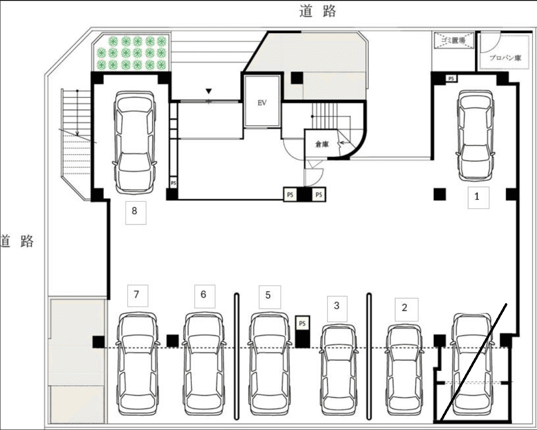 VIVACE駐車場の駐車配置図