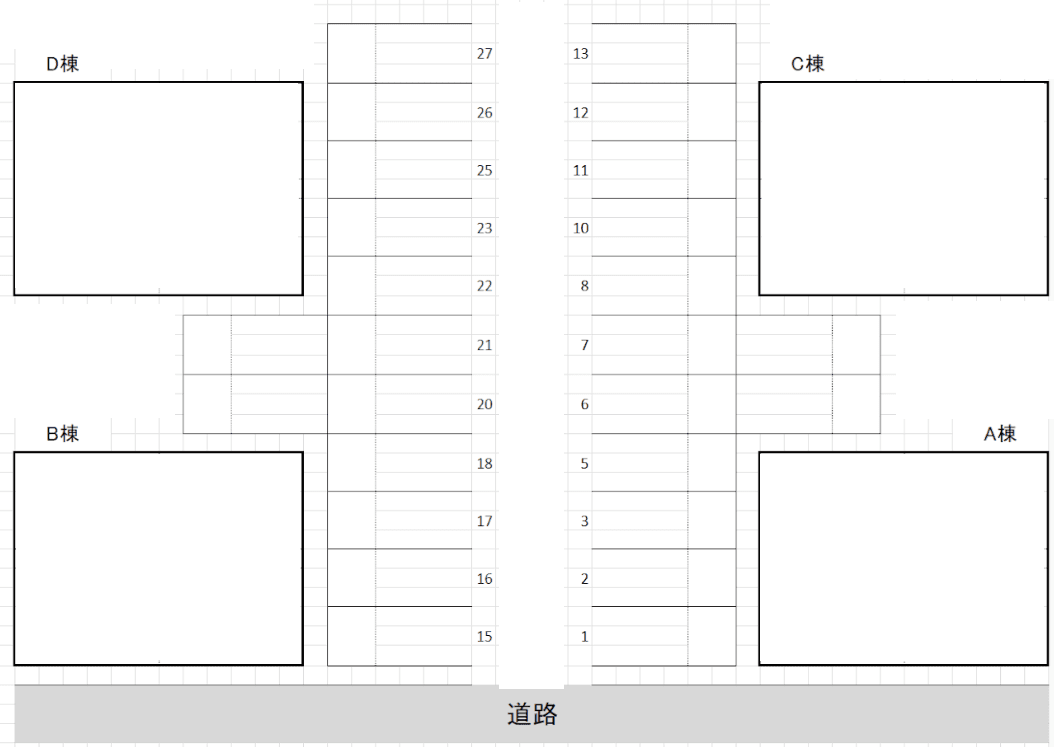 ラビアンローズⅡの駐車配置図