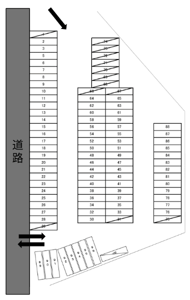 久米第二駐車場の駐車配置図